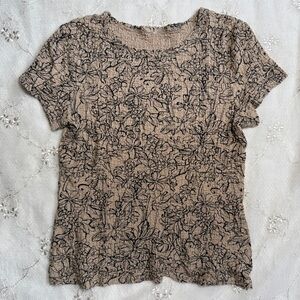 Vintage Y2K Crushed Tan Floral Baby T-Shirt – Best for Small